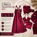 LONG SLIT SILK NIGHTY SET 5 PCS 😍😍