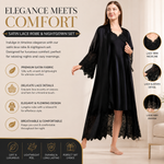 Long Satin & Lace Nightdress & Robe Set (😍Flat 50% Off😍)