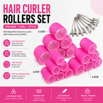 🎀 12pcs/Set Hair Roller Set 🎀 💁‍♀️ 12pcs Plastic Self-Grip Curlers (3 Sizes) + 12pcs Metal Clips ✨
