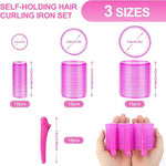 🎀 12pcs/Set Hair Roller Set 🎀 💁‍♀️ 12pcs Plastic Self-Grip Curlers (3 Sizes) + 12pcs Metal Clips ✨