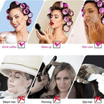 🎀 12pcs/Set Hair Roller Set 🎀 💁‍♀️ 12pcs Plastic Self-Grip Curlers (3 Sizes) + 12pcs Metal Clips ✨