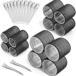 🎀 12pcs/Set Hair Roller Set 🎀 💁‍♀️ 12pcs Plastic Self-Grip Curlers (3 Sizes) + 12pcs Metal Clips ✨