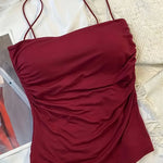🌟 Stylish Waist Pleated Corset Top 🌟💖 Soft Support with Fixed Chest Pads – No need for a bra