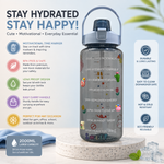 Transparent Water Bottle with 2D and 3D Stickers(🔥PACK OF 2🔥)