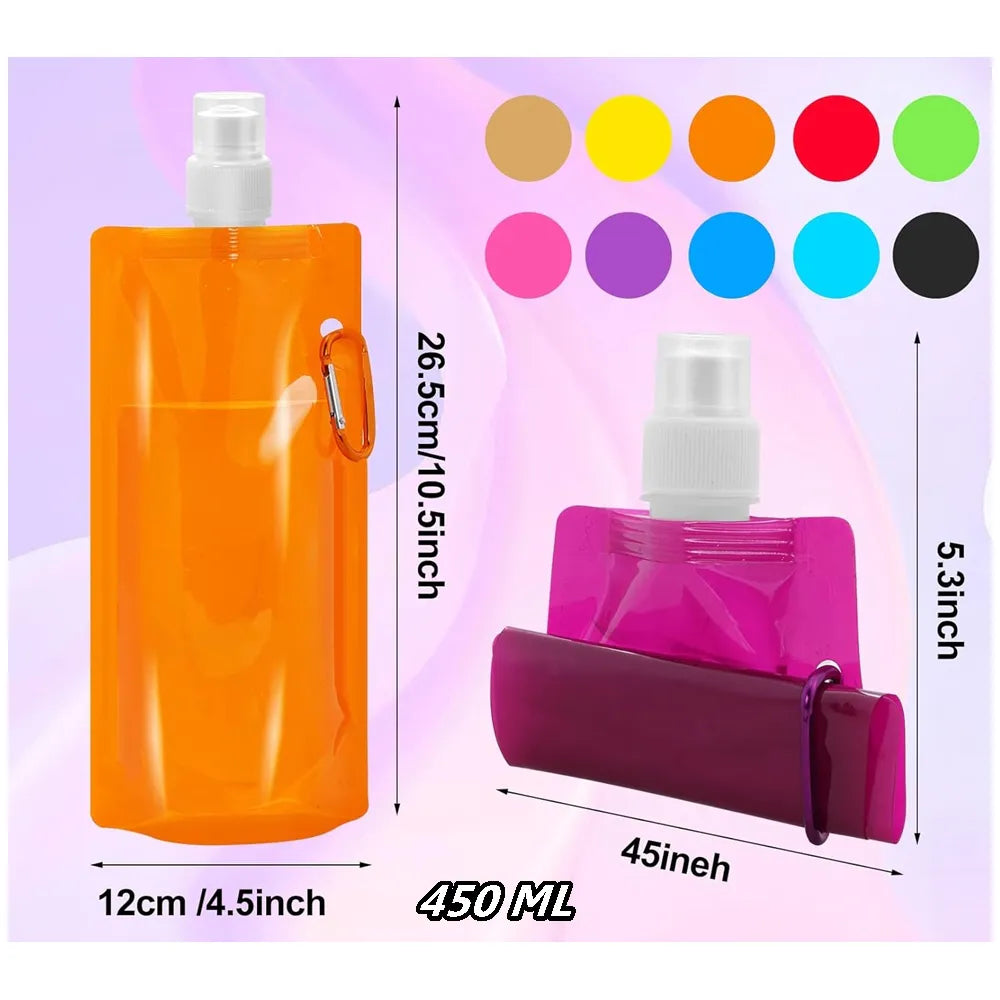 🎁 Buy 1 Get 1 FREE! 💧 480ml Collapsible Water Bottle | BPA-Free Reusable Folding Water Pouch | Hiking, Camping & Travel Bottle 🏕️