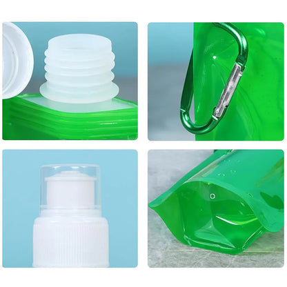 🎁 Buy 1 Get 1 FREE! 💧 480ml Collapsible Water Bottle | BPA-Free Reusable Folding Water Pouch | Hiking, Camping & Travel Bottle 🏕️